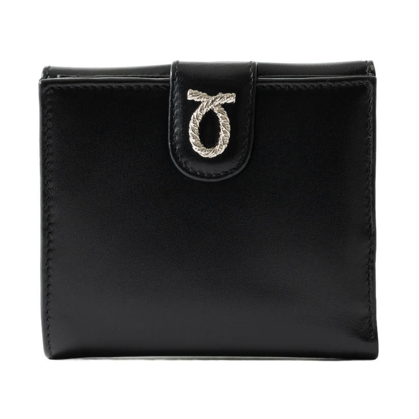 予約商品 財布 11cm EbonyBlack | Silver Rope Logo Purse ブラックシルバーロゴ – Launer London