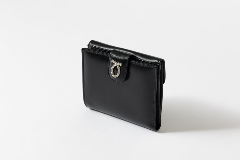 予約商品 財布 11cm EbonyBlack | Silver Rope Logo Purse ブラックシルバーロゴ – Launer London