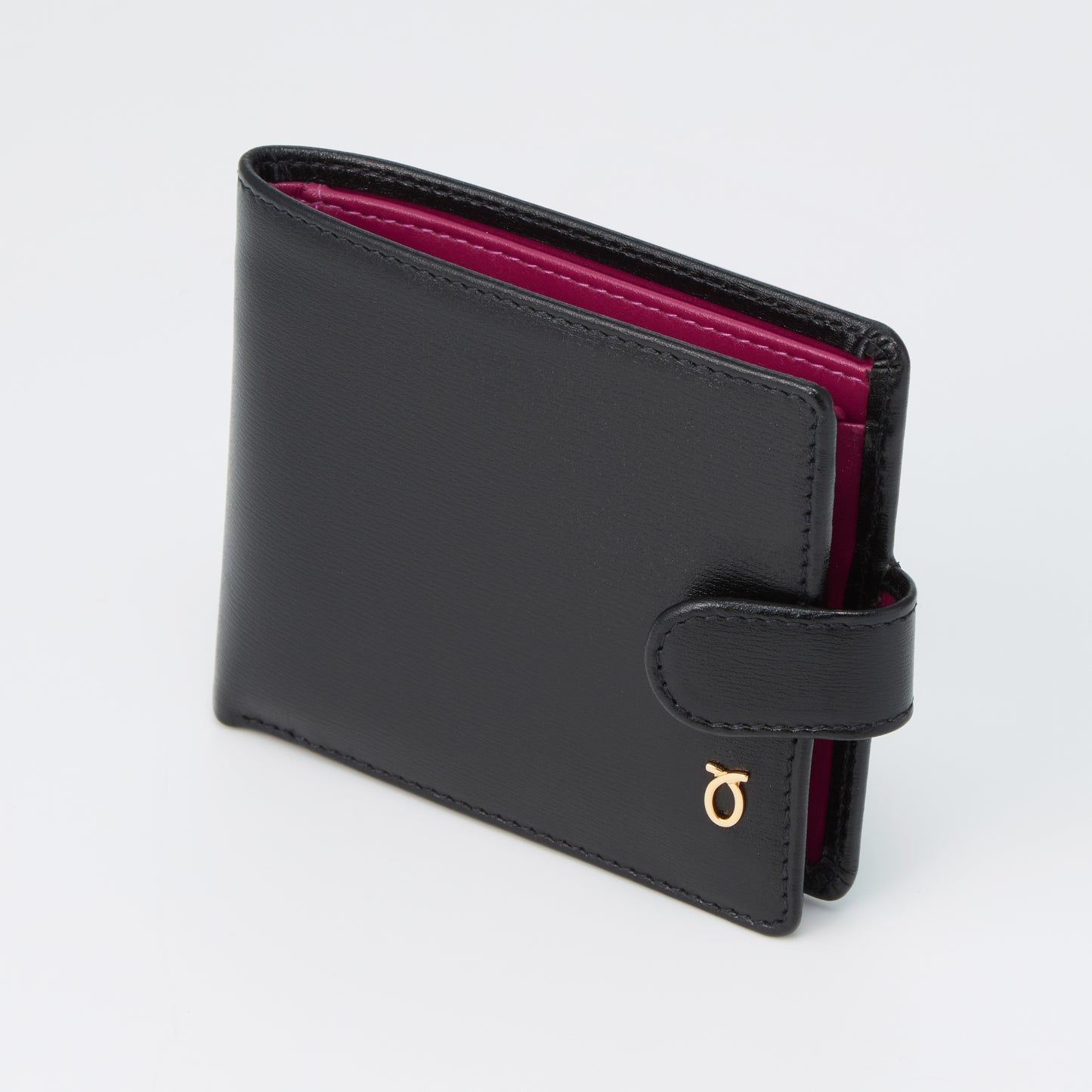 予約商品　メンズ二つ折り財布 Black Pink |Coin purse wallet with tab closure  ブラックピンク ミニロゴ