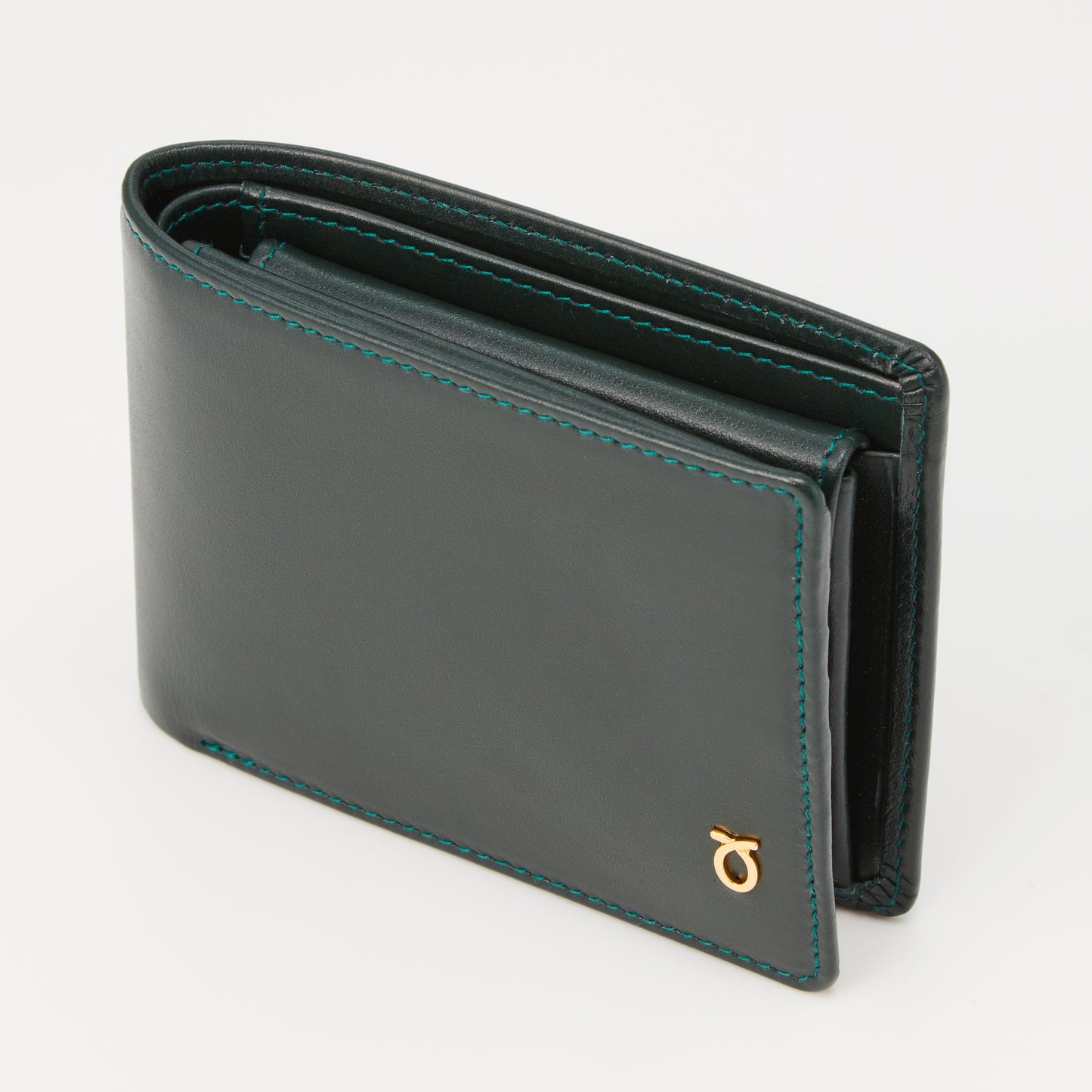 予約商品　メンズ二つ折り財布 Green |Four creditcard wallet with coin purse and window グリーン ミニロゴ