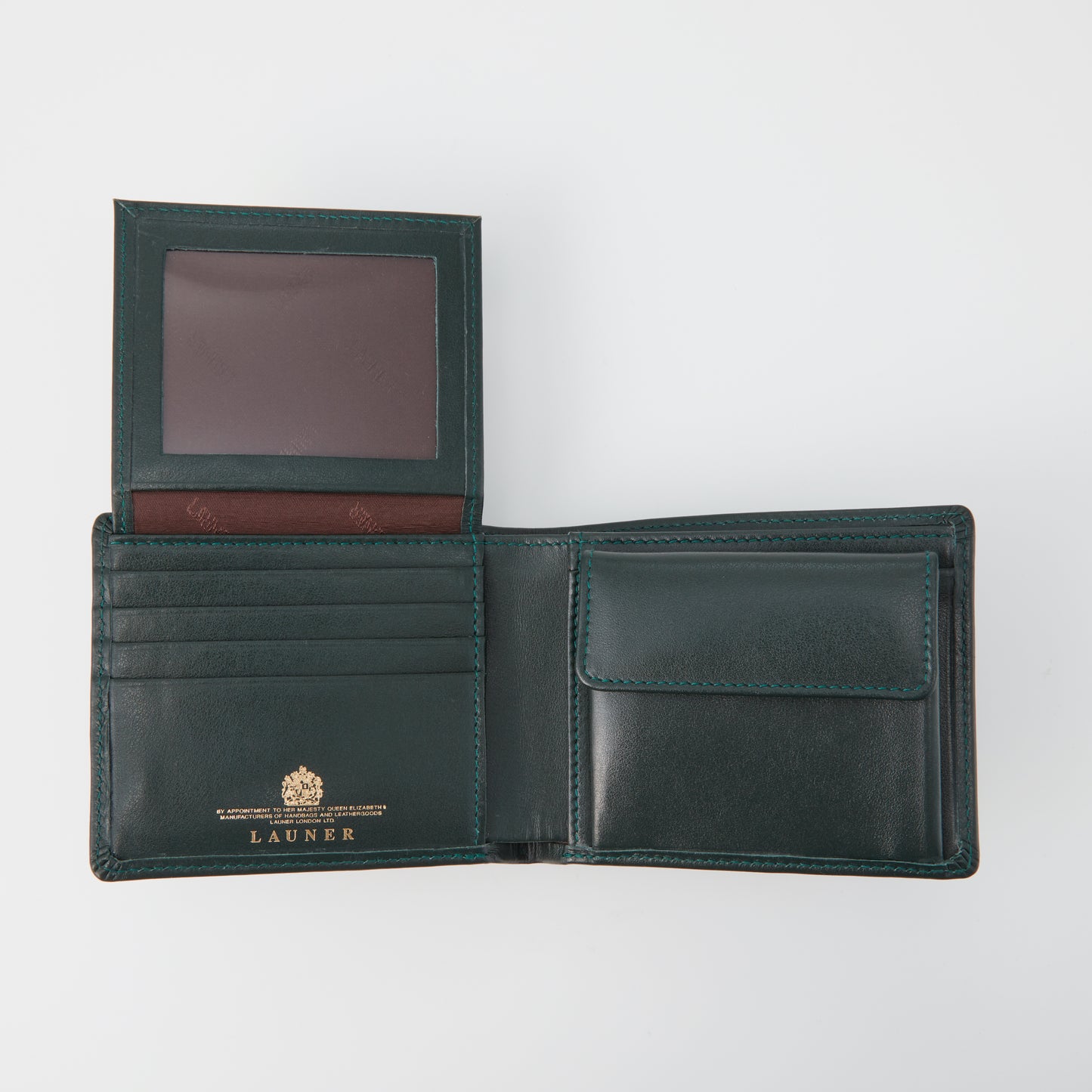 予約商品　メンズ二つ折り財布 Green |Four creditcard wallet with coin purse and window グリーン ミニロゴ