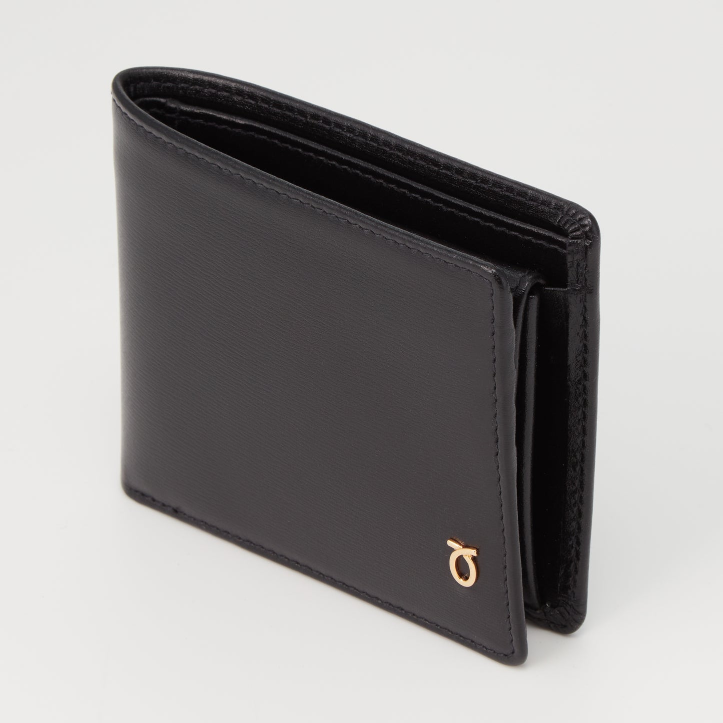 メンズ二つ折り財布 EbonyBlack |Four creditcard wallet with coin purse  ブラック　ミニロゴ